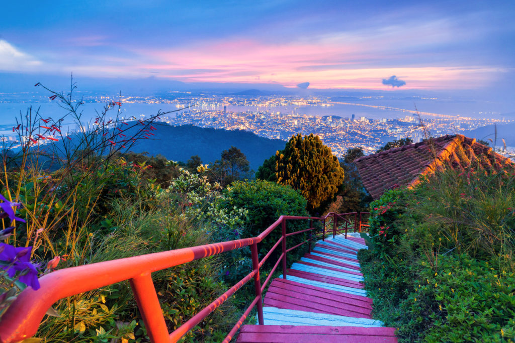 George Town City view from Penang Hill during dawn