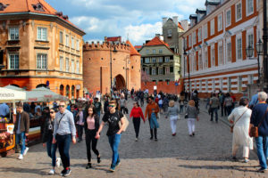 Barbican on historical Freta street between Warsaw Old Town