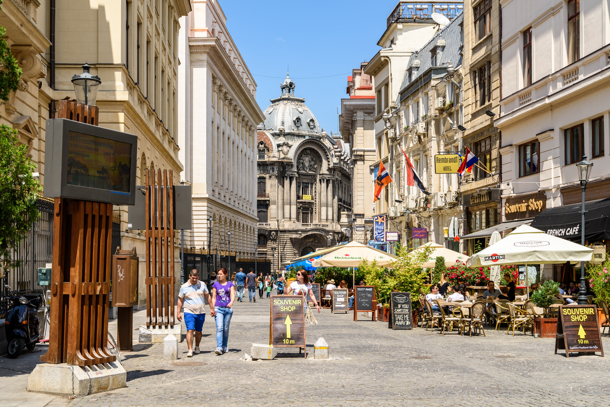 Lipscani Street, One Of The Most Busiest Streets of Central Bucharest.