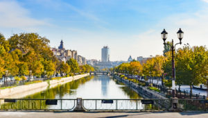 River Dambovita in Bucharest, Romania