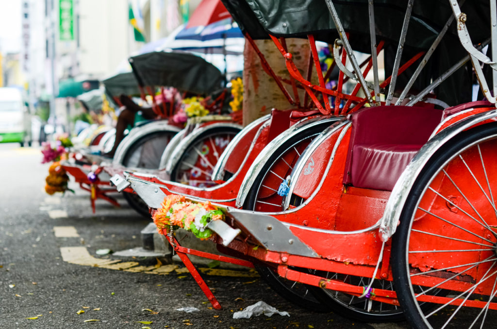 Pahang, Malaysia. Vintage Trishaw stop