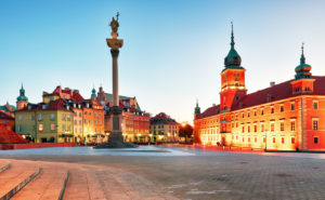 Warsaw, Old town square at night, Poland