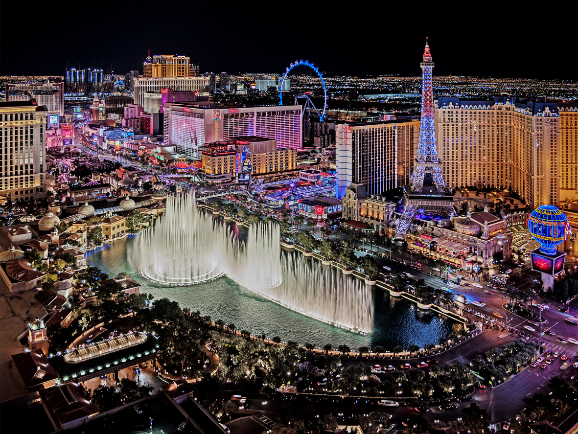 Aerial view of Las Vegas Strip at night in Nevada | Pure Vacations