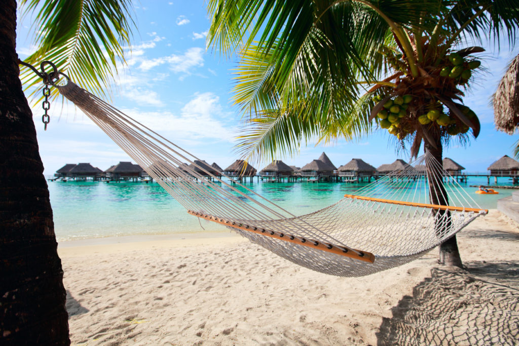 Beautiful beach on Moorea island in French Polynesia