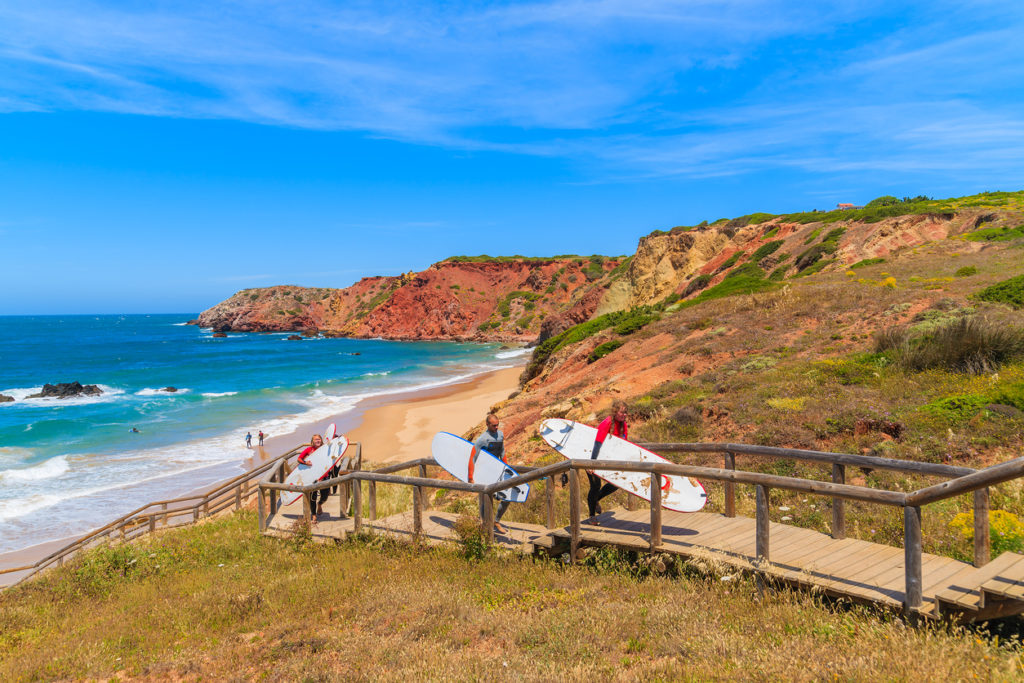 Algarve region in south of Portugal is very popular surfing destination