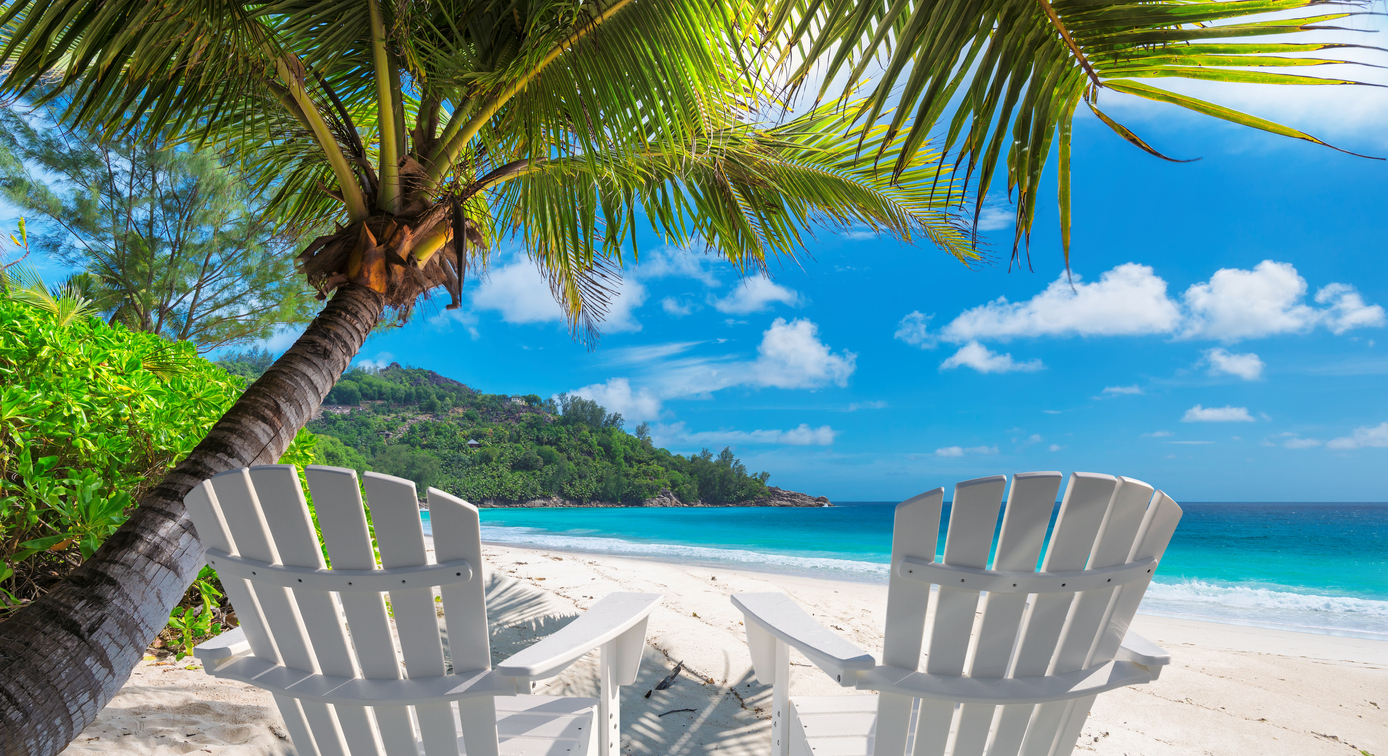 Jamiaca beach chairs on the beach