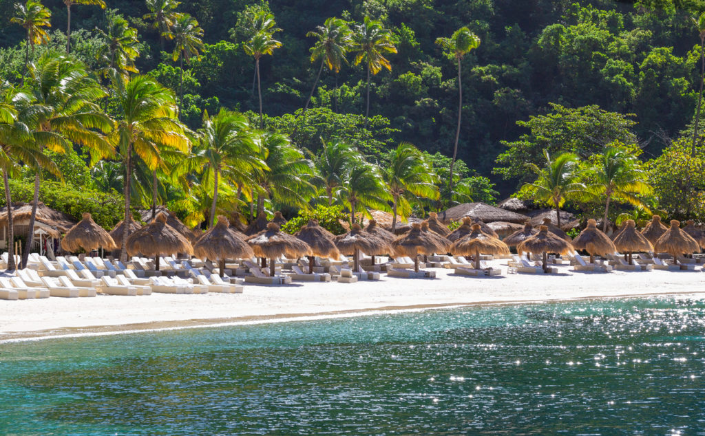 The beautiful white sandy beaches of St Lucia