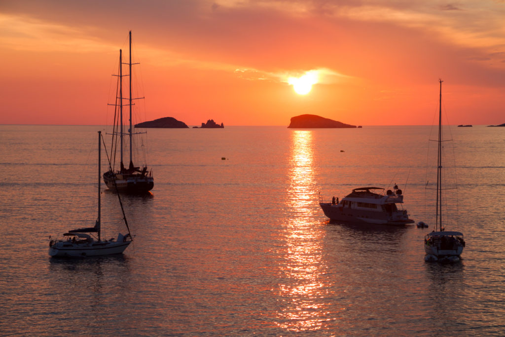 Sunset at coast of Ibiza