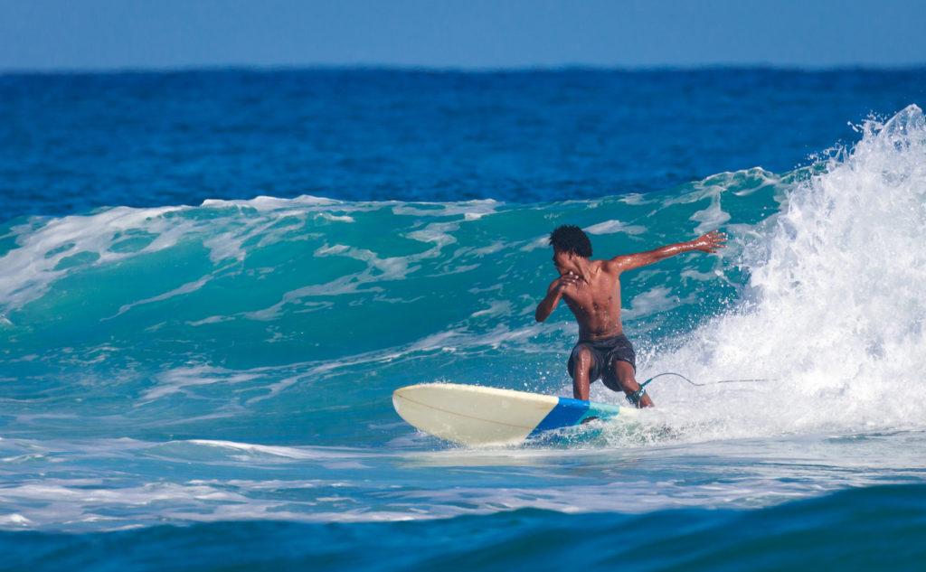 Surfer catching a nice right-hander