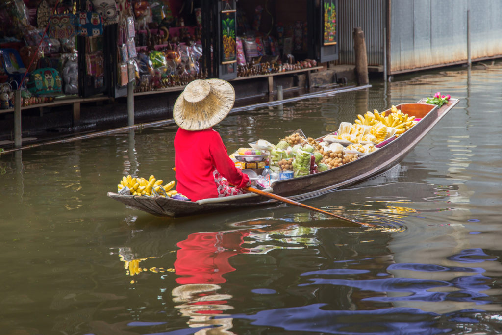 Damnoen Saduak Floating Market near Bangkok in Thailand