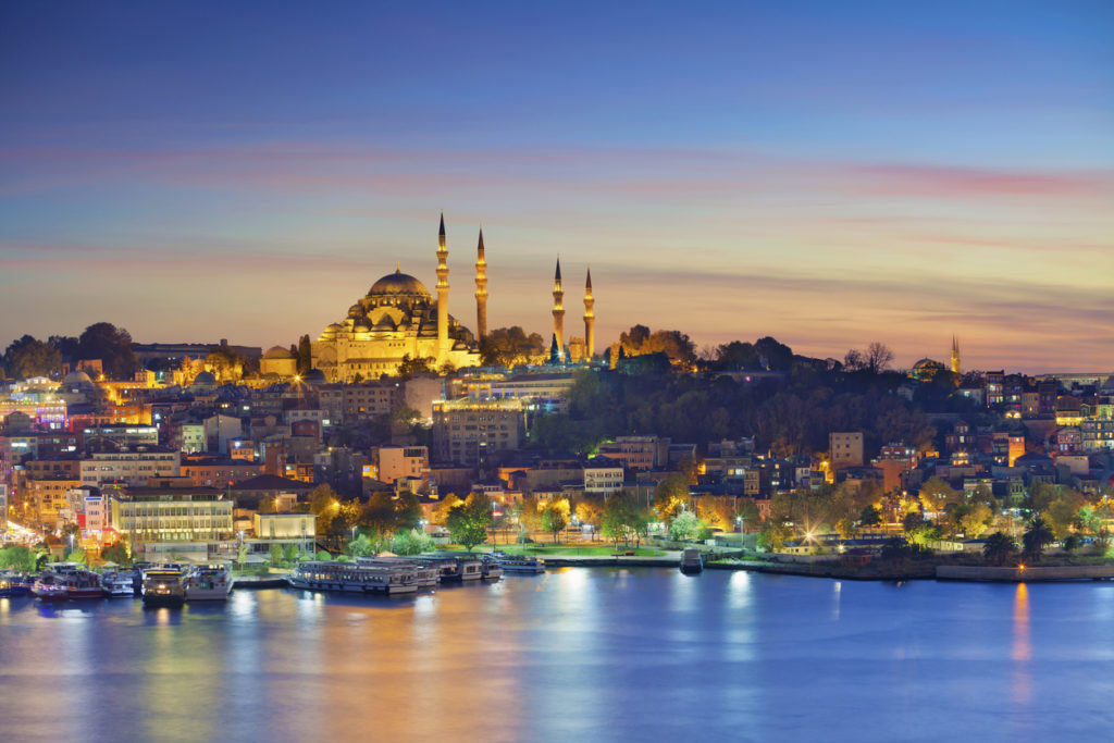 Istanbul with Suleymaniye Mosque during sunset.