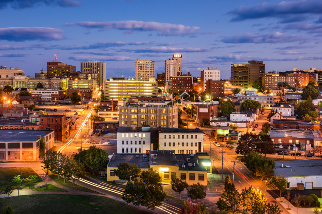 Portland, Maine, USA downtown cityscape.