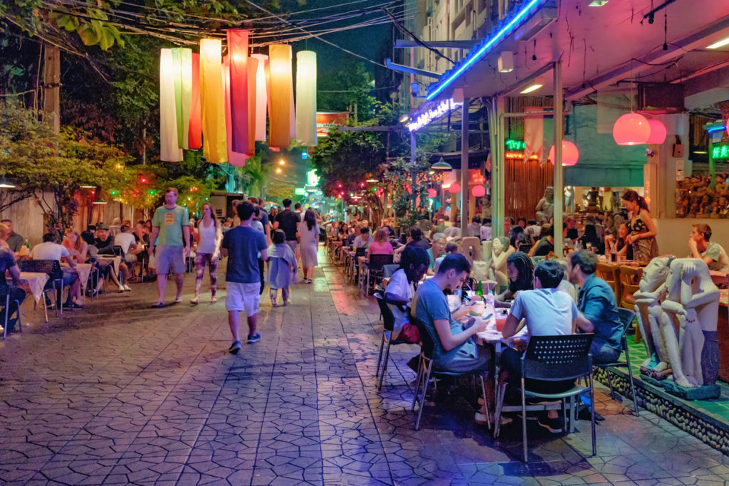Rambuttri alley - popular food street in Bangkok, Thailand