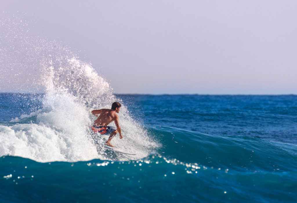 Surfing a left in the Dominican Republic