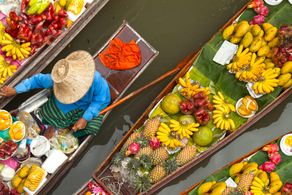 floating boats at floating market