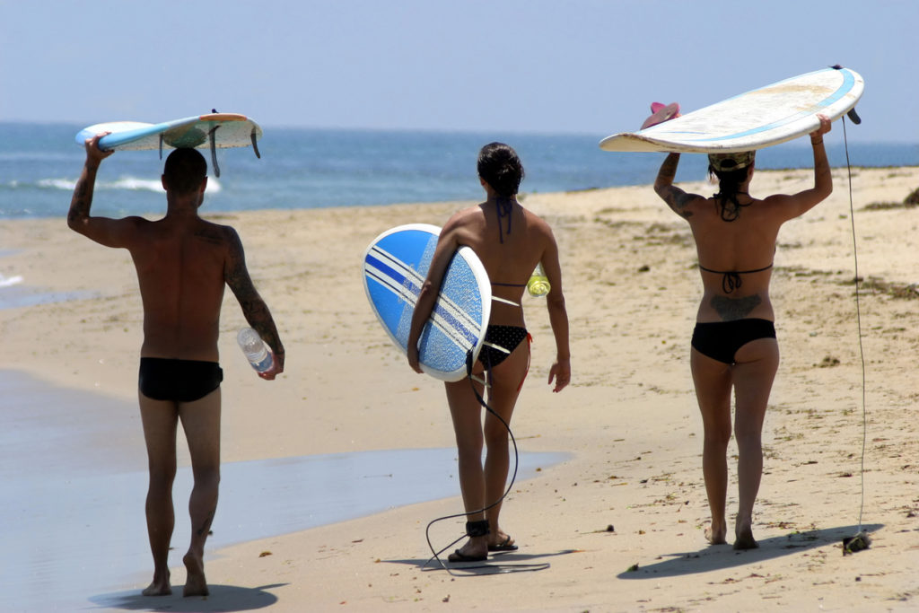 Enjoying Surfing with Friends