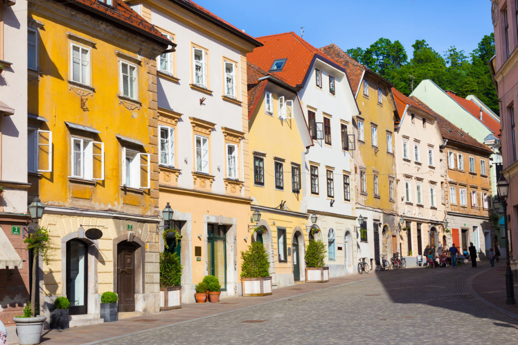 Old houses in Ljubljana, Slovenia, Europe.