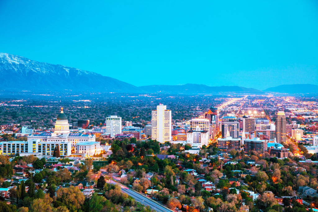 Salt Lake City overview early evening