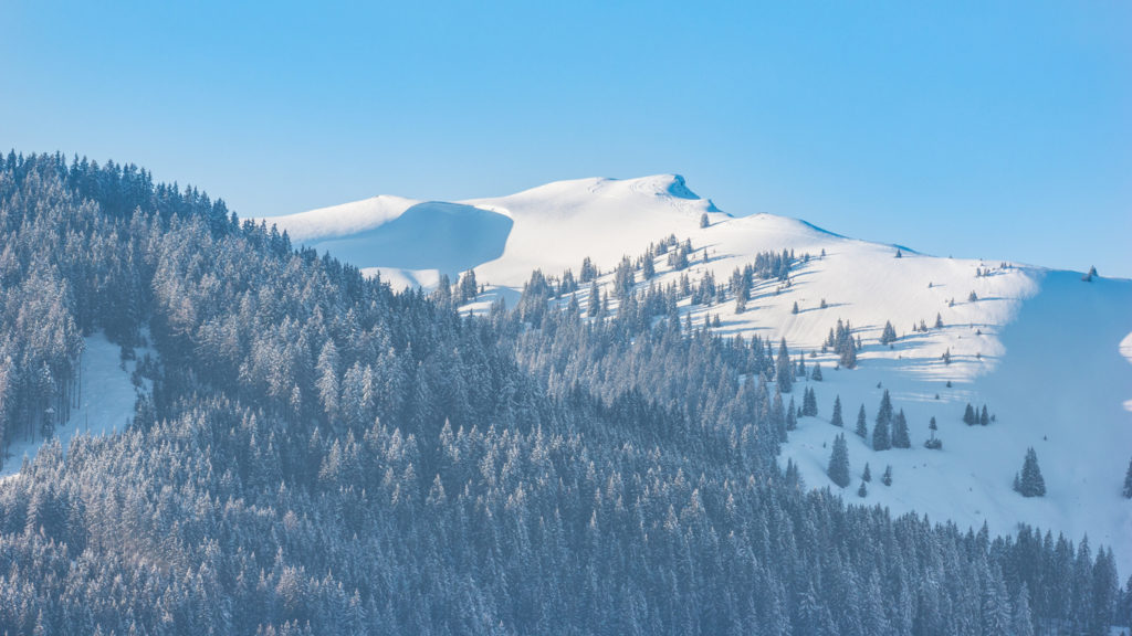 Sunset in the Austrian Alps in winter