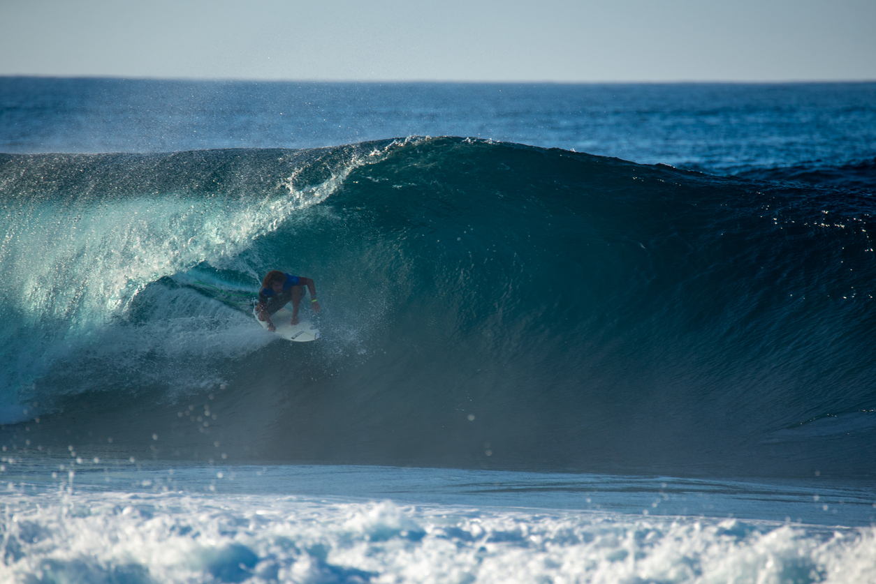 Surfing a Tube in Lanzarote