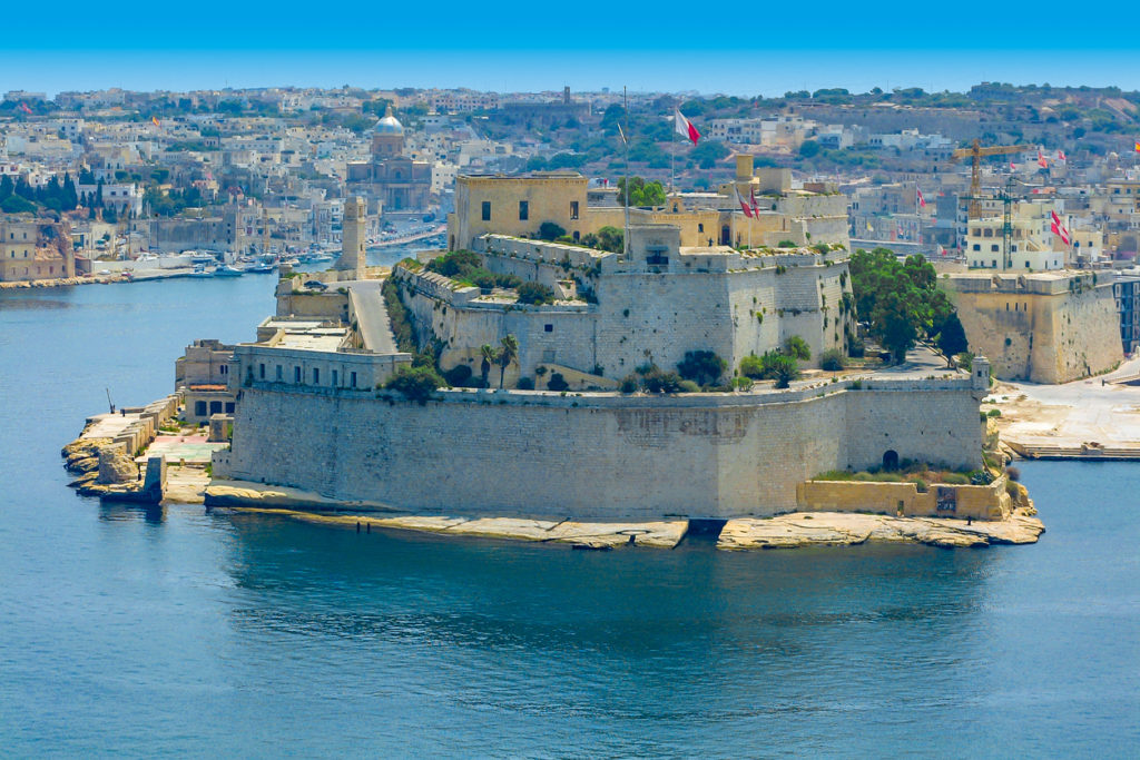 Fort St. Angelo in Birgu, Malta in the Grand Harbour of Malta