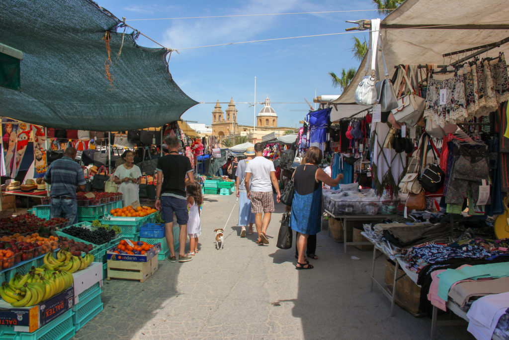 People walking on traditional sunday fishmarket