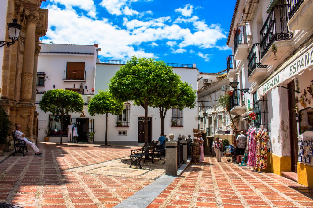 A sunny day in the street of Marbella.