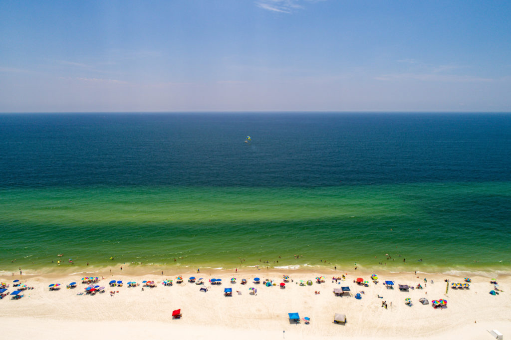 Aerial view of Gulf State Park and Gulf Shores