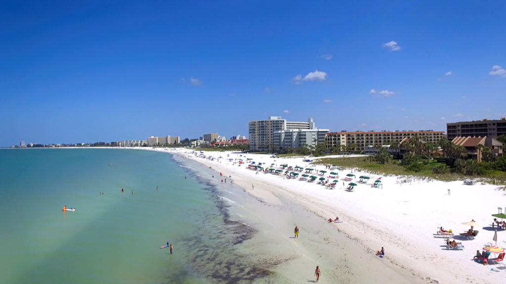 Aerial view of people on Siesta Key beach, Sarasota