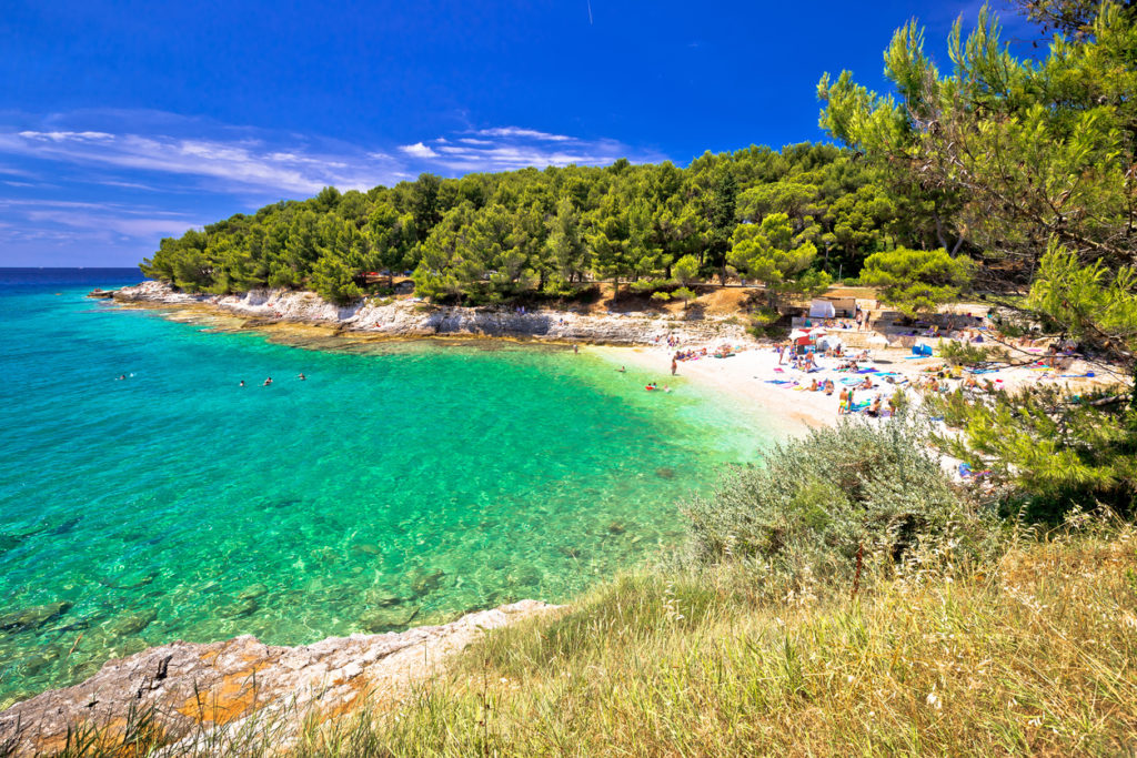 Idyllic turquoise beach in Pula