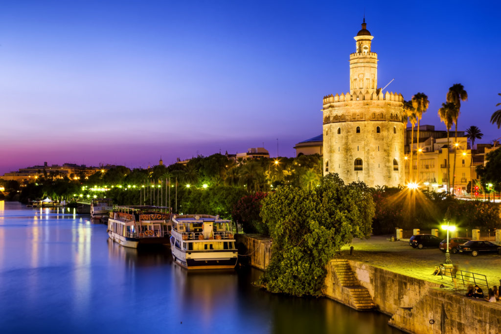 View of Golden Tower (Torre del Oro), Seville, Andalusia, Spain