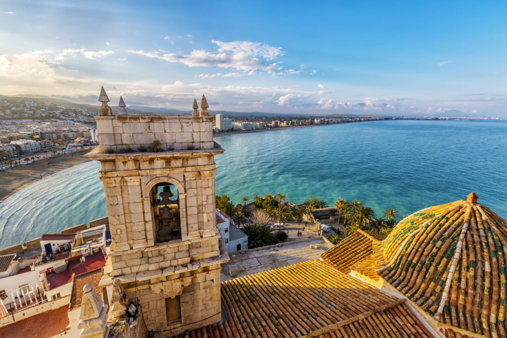 View on Peniscola from the top of Pope Luna's Castle Valencia Spain
