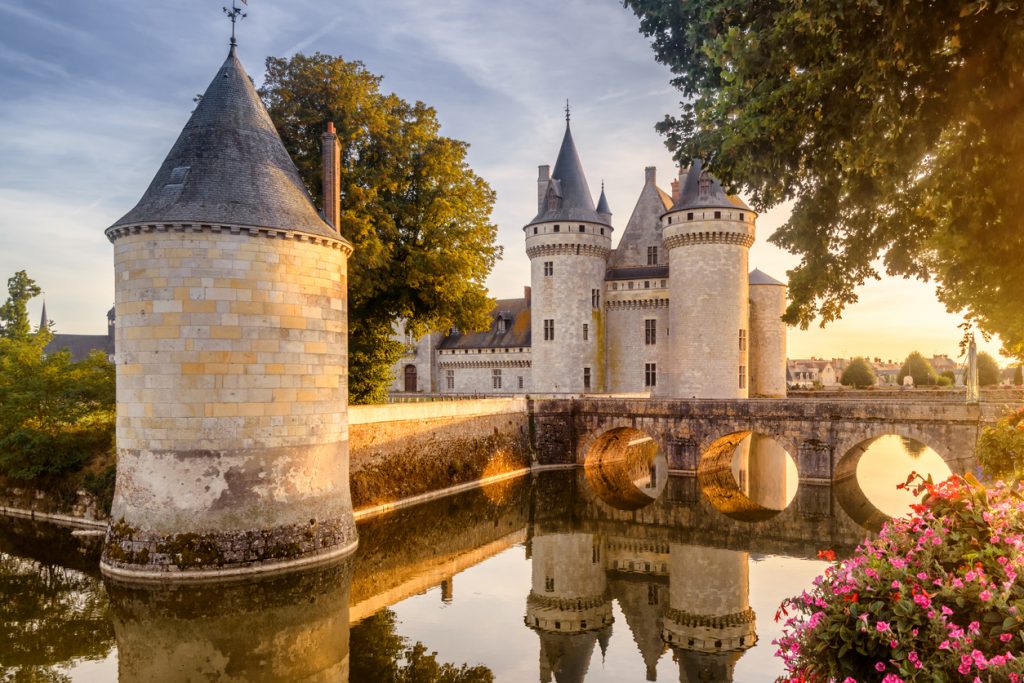 Chateau of Sully-sur-Loire at sunset, France