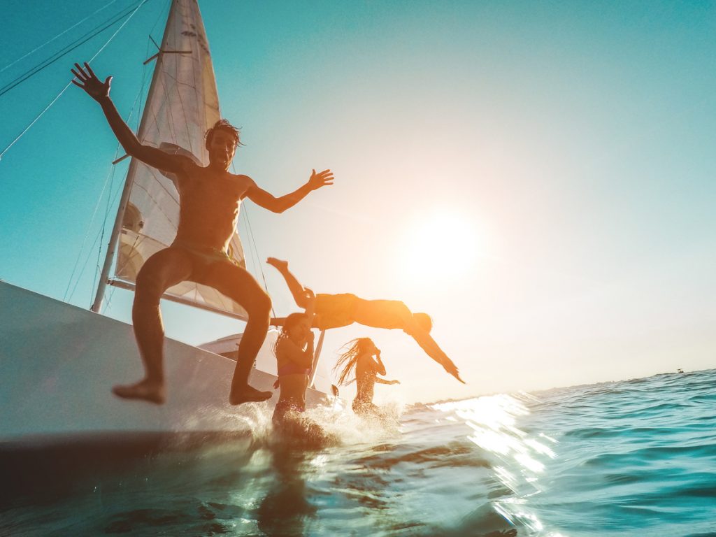 Diving from Sailing boat into the sea