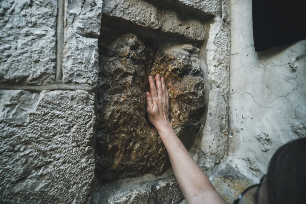 Holy stone on The Via Dolorosa