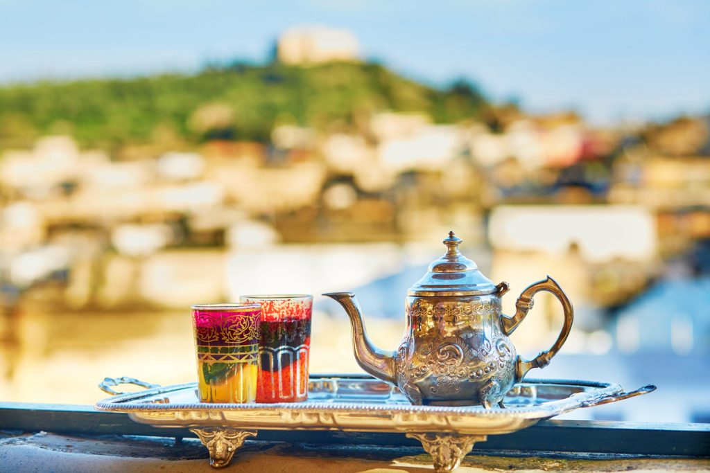 Moroccan mint tea with sweets