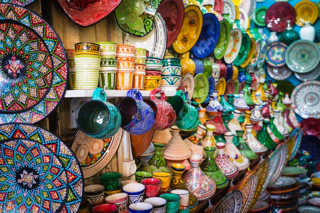 Moroccan souk crafts souvenirs