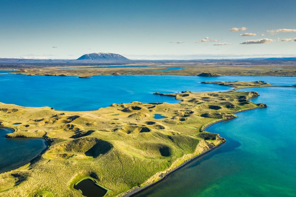 Myvatn Lake landscape at North Iceland. Wiew from above