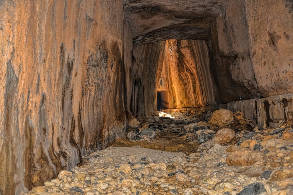 Titus tunnels are ancient Roman waterways carved into rocks