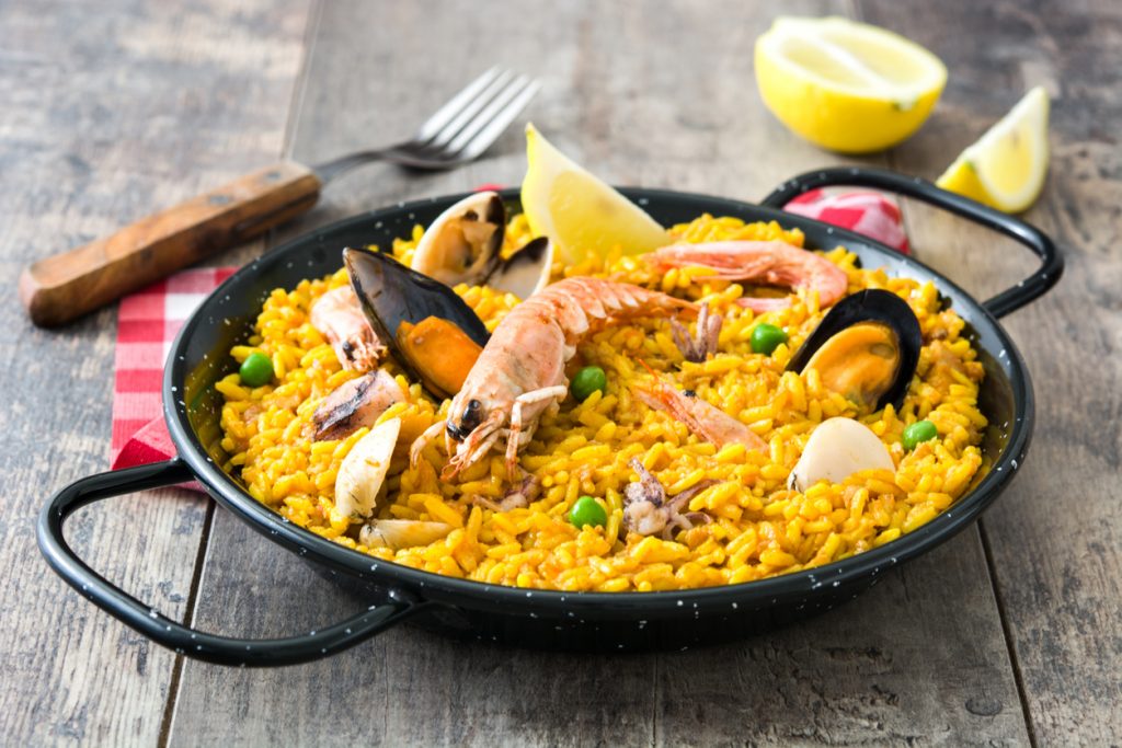 Traditional Spanish seafood paella