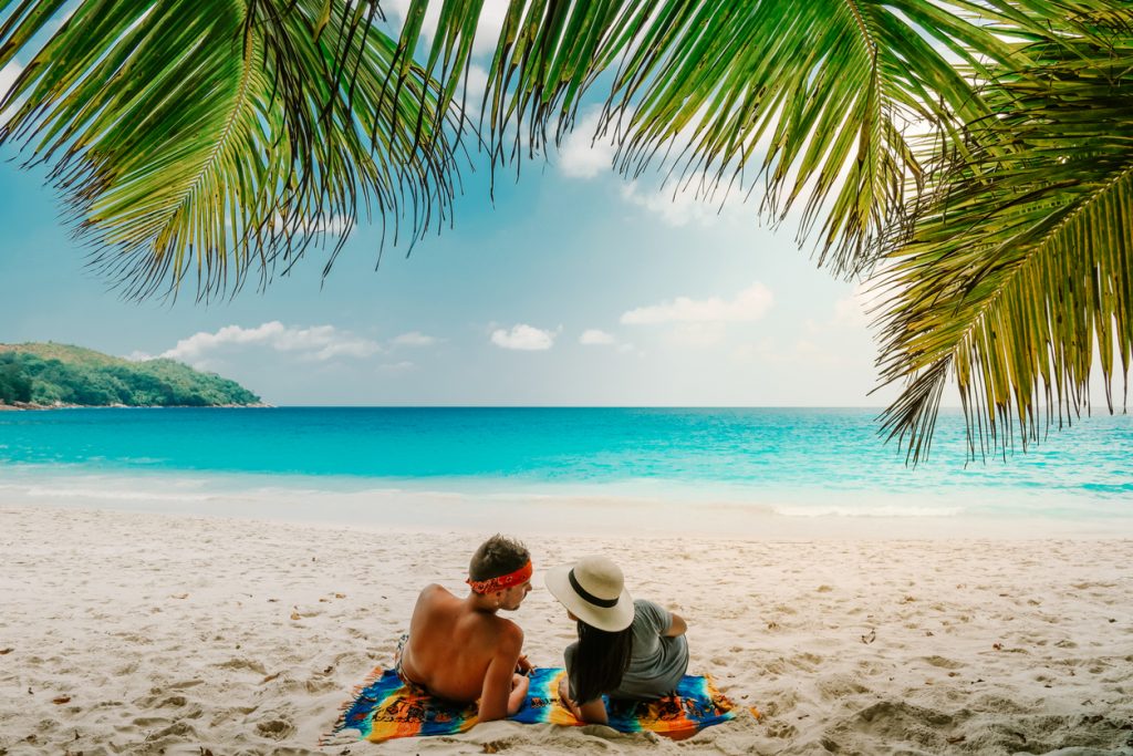 Tropical White Beach in the Seychelles