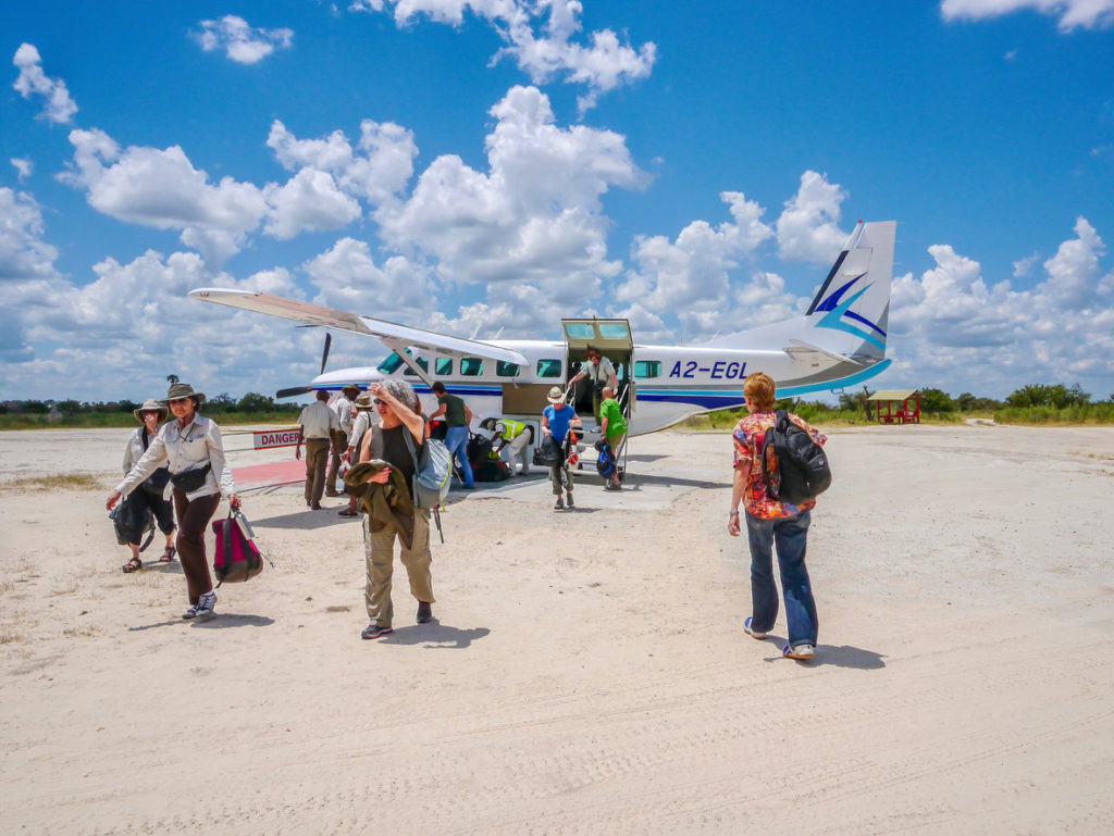 Charter plane after landing in northern Botswana