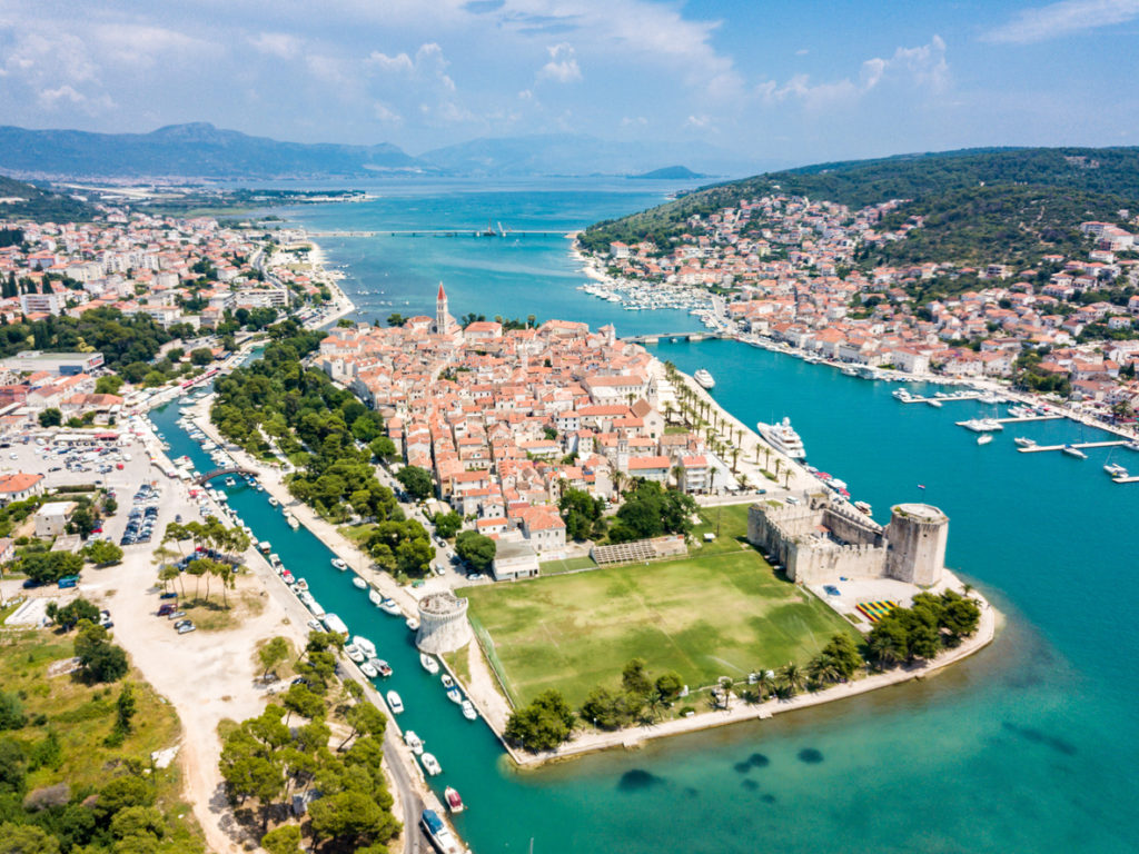 Aerial view of touristic old Trogir