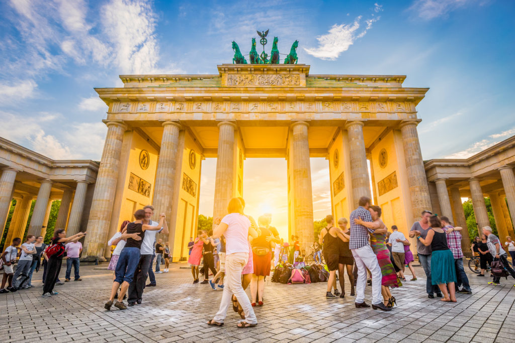 Brandenburg Gate at sunrise, Berlin, Germany