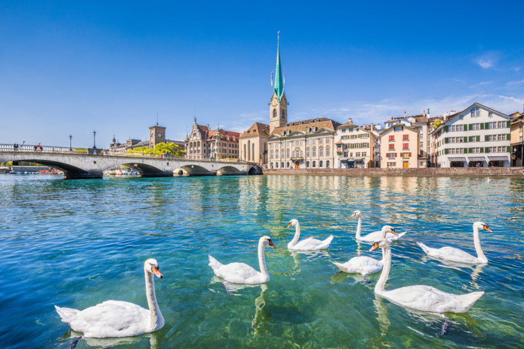 Historic city of Zurich with river Limmat, Switzerland