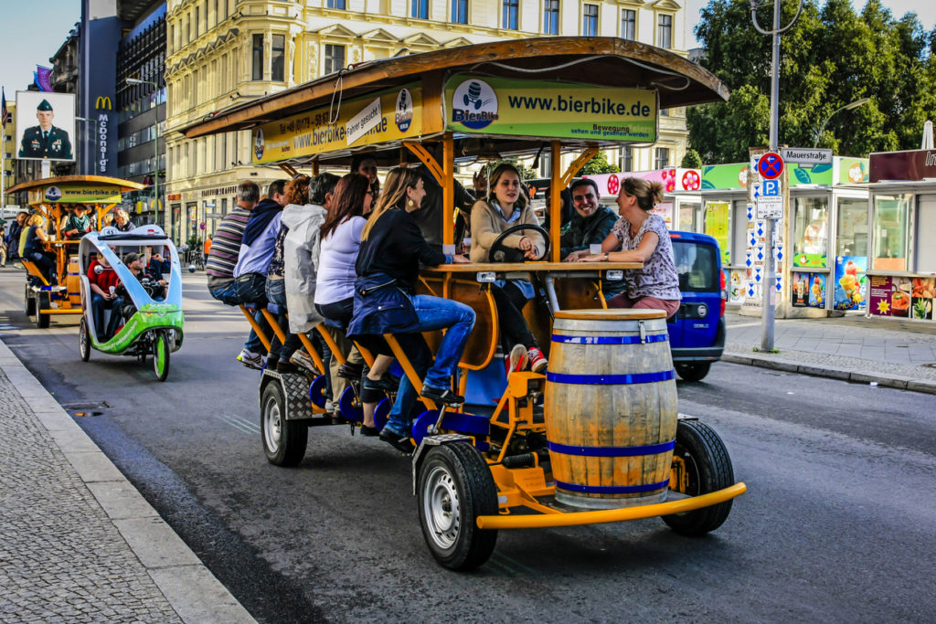 Multi-passenger human powered party bike in Berlin