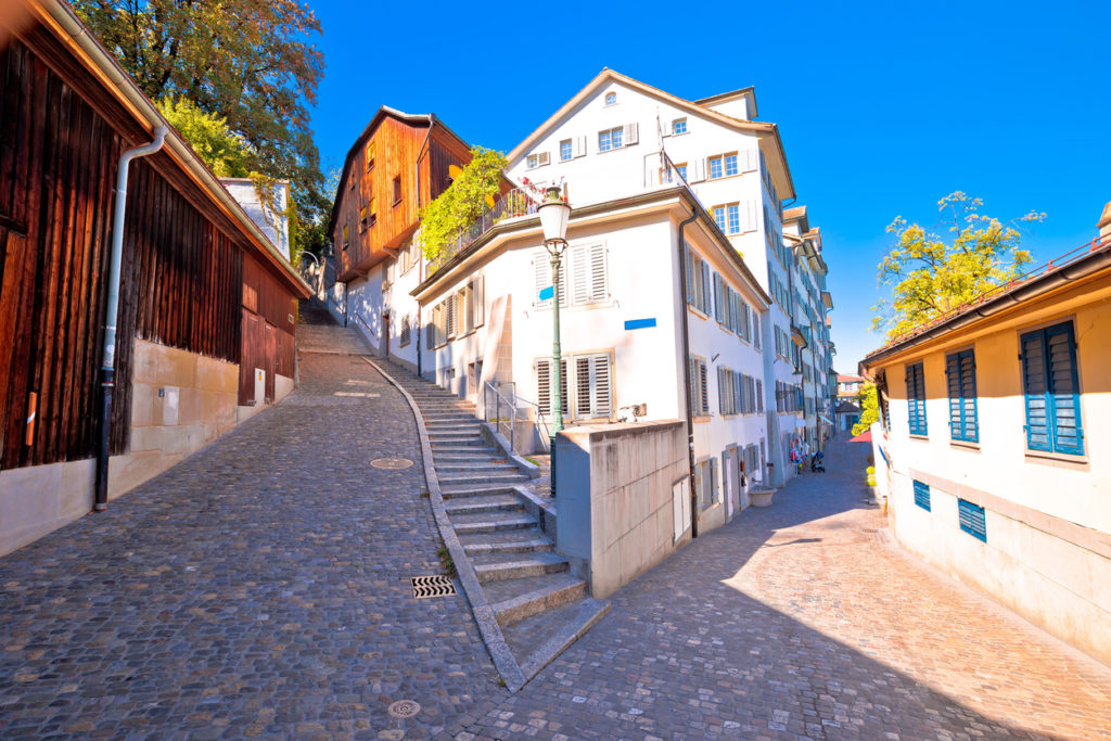 Old cobbled street scene of Zurich