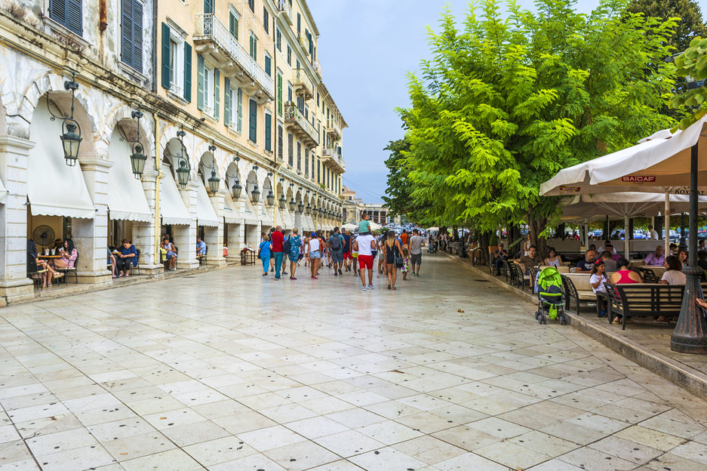 The historic center of Corfu town, Greece.