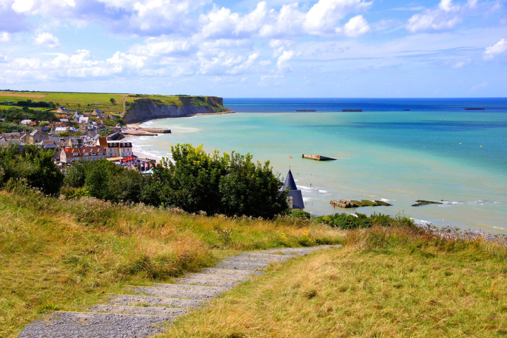 View over the D-day beaches at Arromanches les Bains, Normandy, France