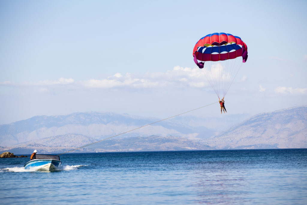 Parasailing on Summer in a very famous touristic area called Dassia in Corfu